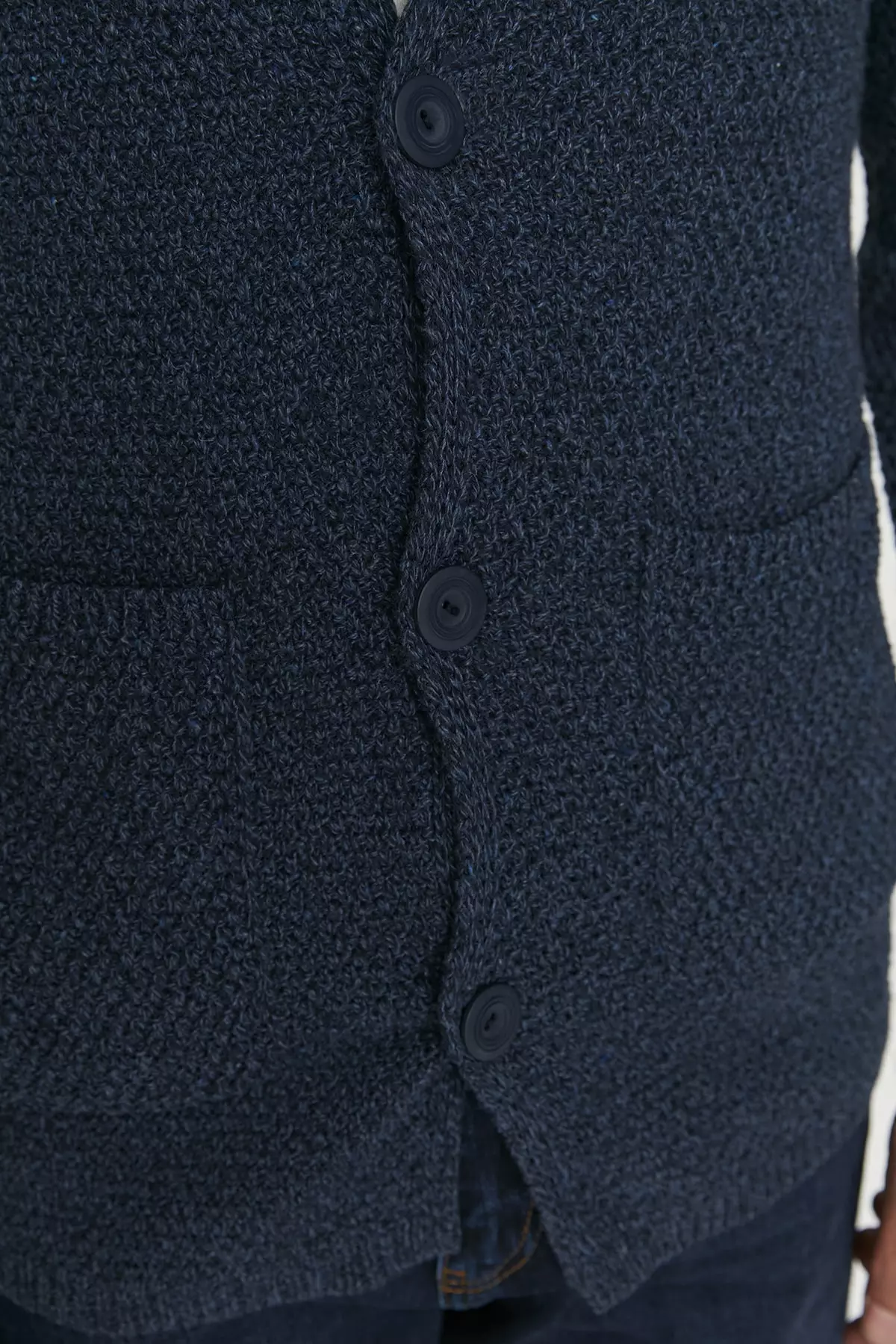 Slim Fit Jacket Collar Textured Pocket Knitwear Cardigan