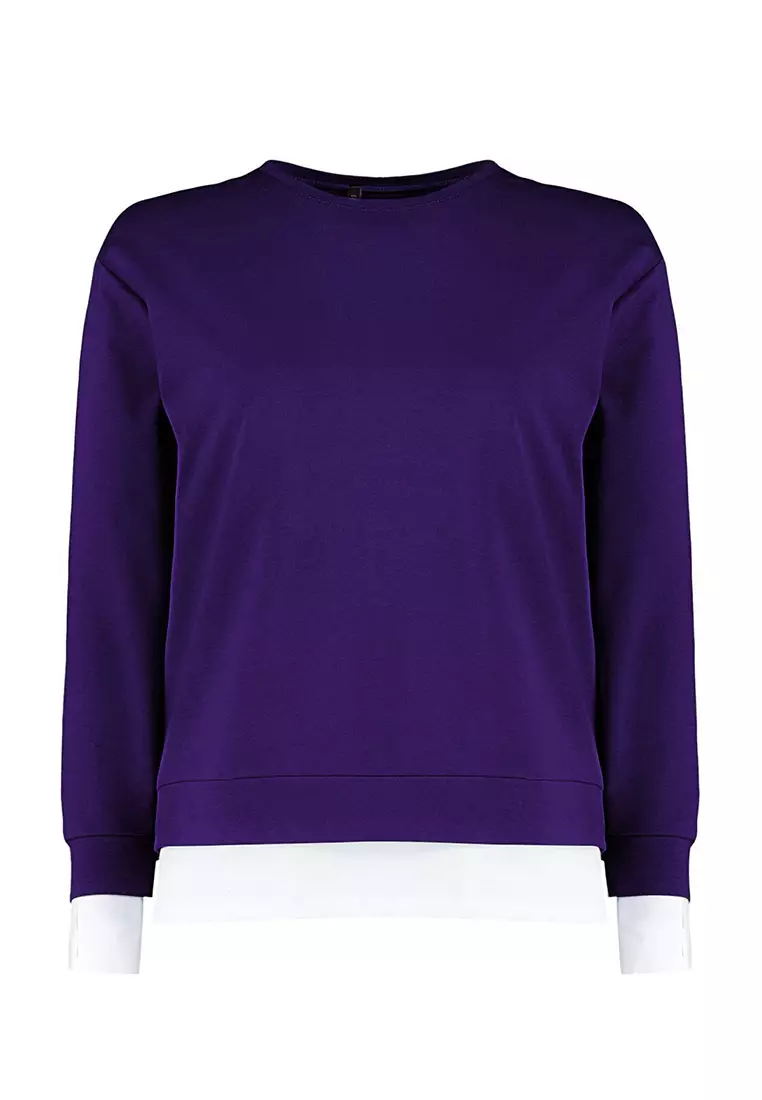 Purple Bottom T-Shirt Thin Knitted Look Plus Size Sweatshirt Tbbaw23Ao00023