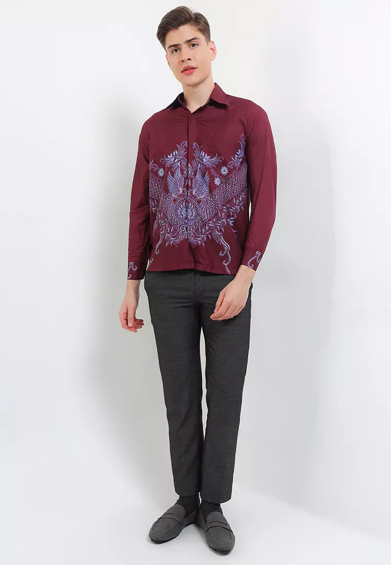 Whonosari Kemeja Batik Exclusive Premium Pria Casual Modern Lengan Panjang