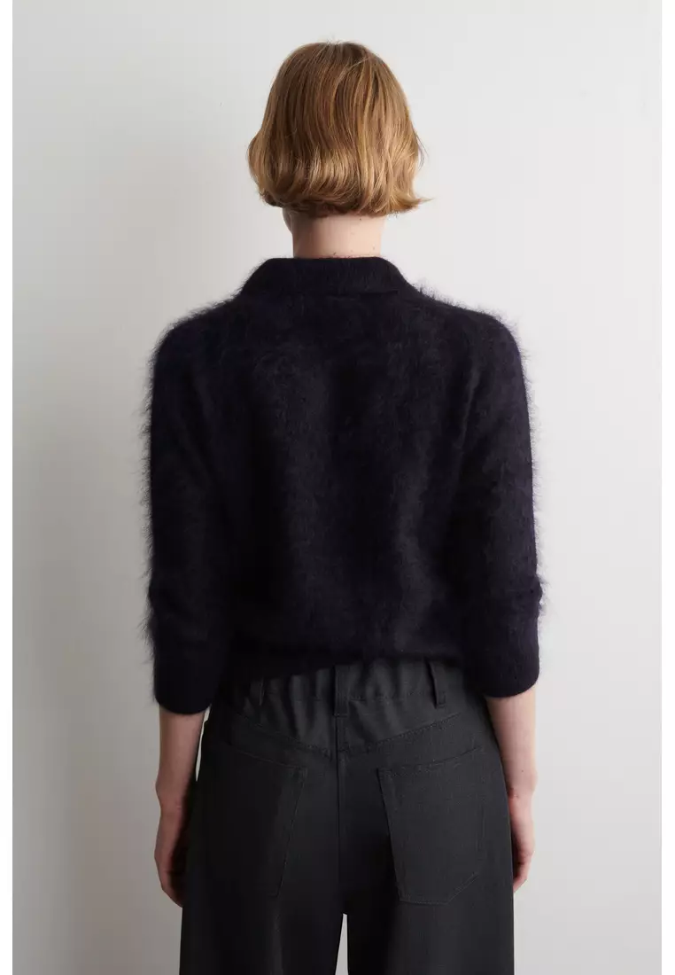 BRUSHED MERINO WOOL POLO JUMPER