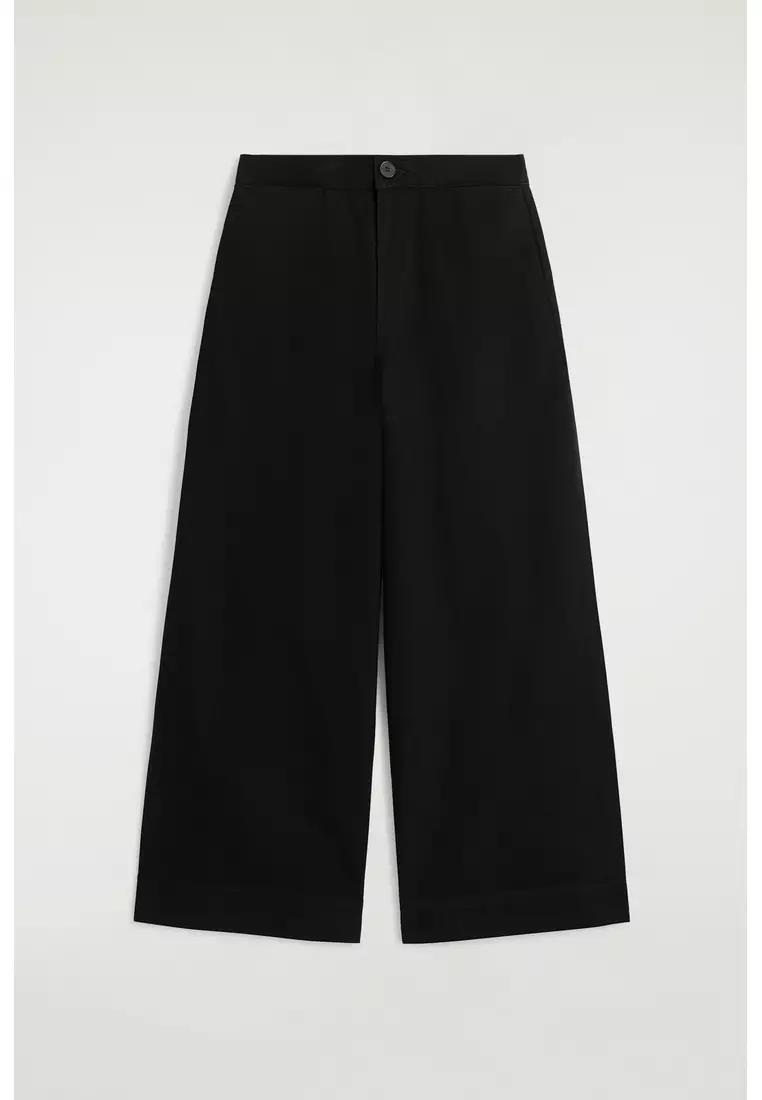 CROPPED WIDE-LEG DENIM TROUSERS