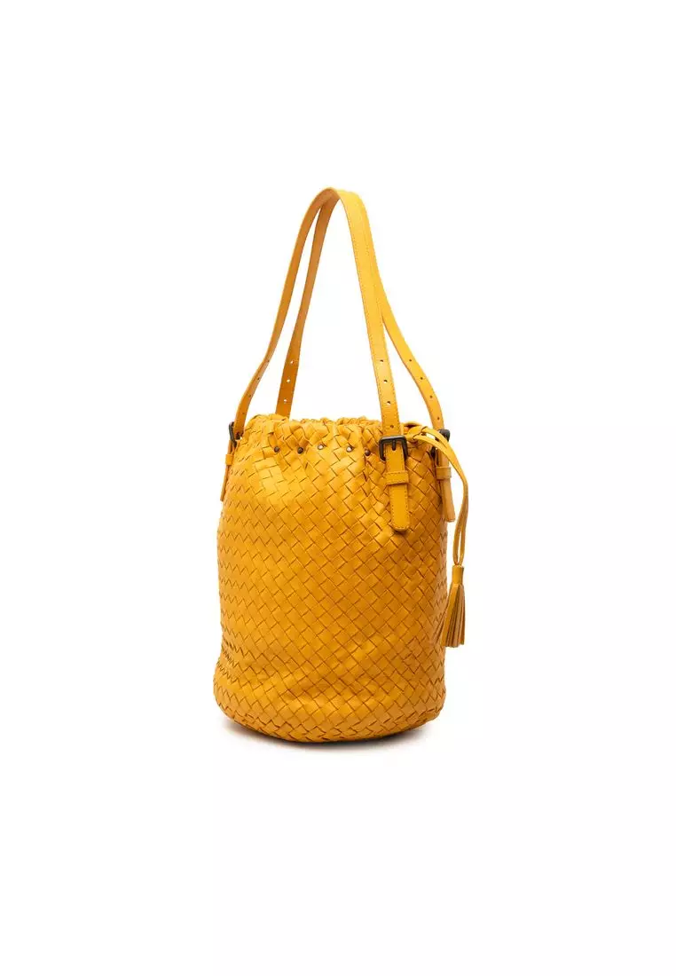 Pre-Loved Bottega Veneta Nappa Intrecciato Drawstring Bucket Bag