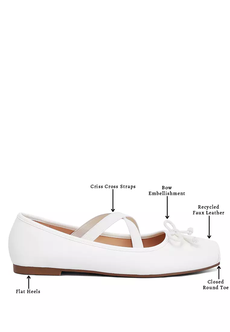 White Recycled Faux Leather Ballet Flats