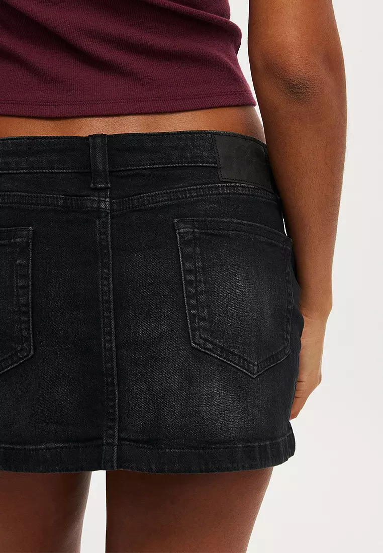 Micro Low Denim Skirt