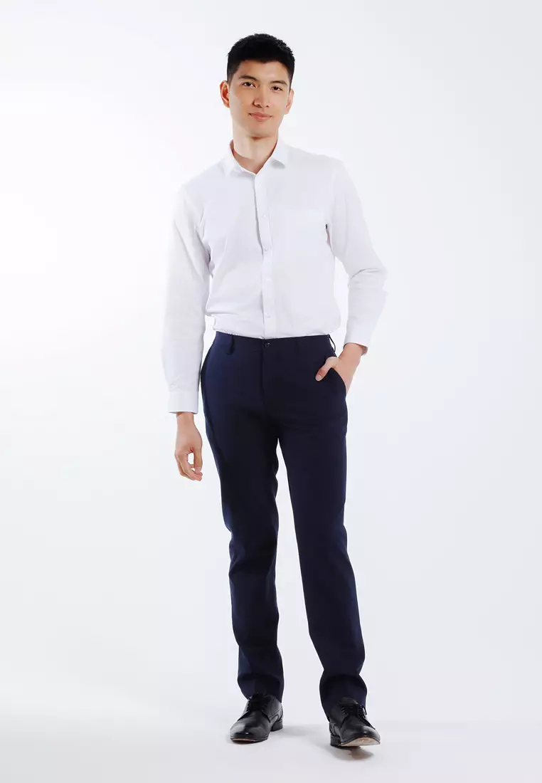 Byford Mens Modern Fit Flat-Front Slacks - 3125002A-39Navy