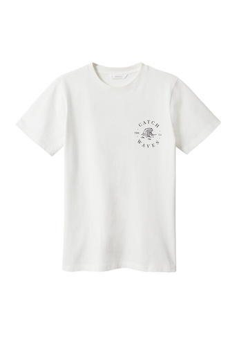 MANGO KIDS white Printed Cotton-Blend T-Shirt ACB95KA2F6174EGS_1