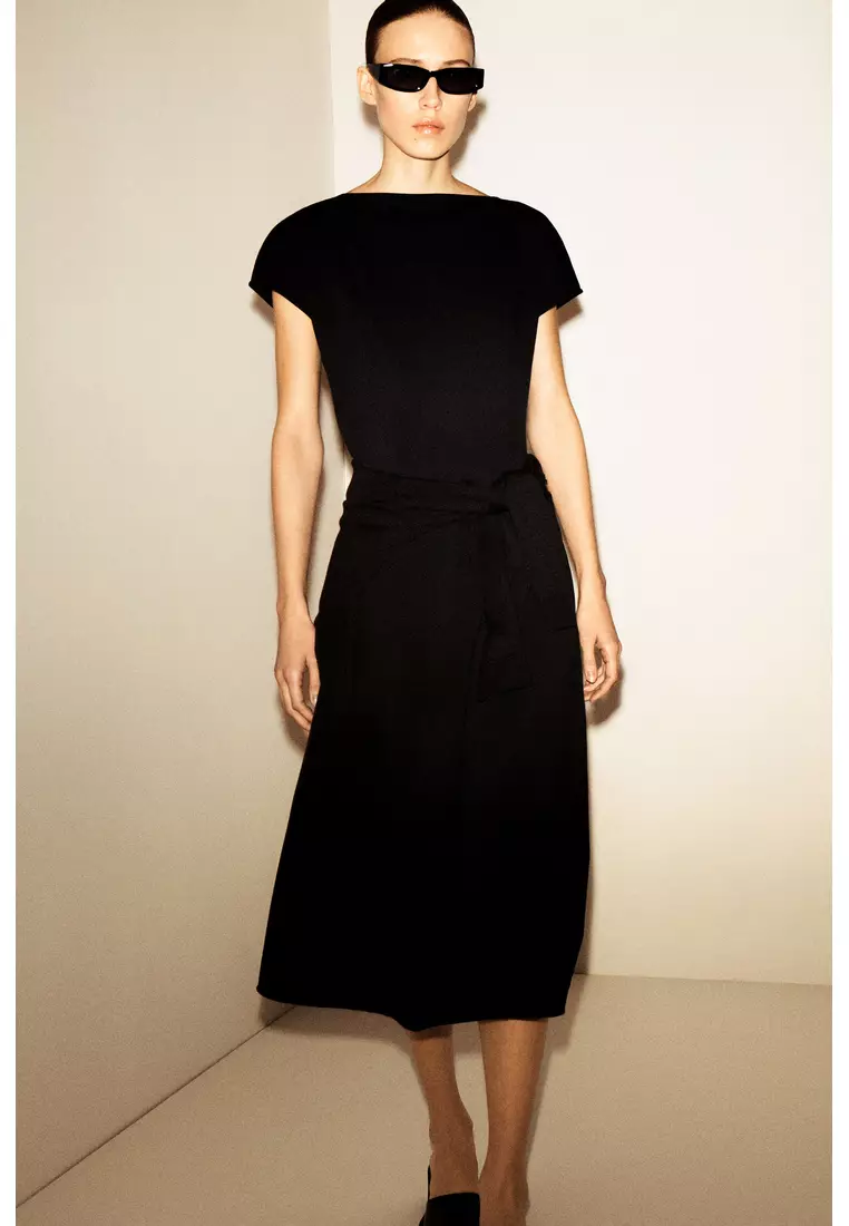 SCULPTURAL JERSEY MIDI DRESS