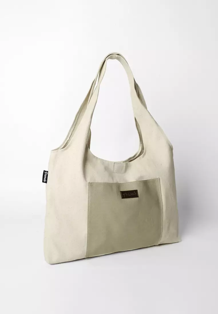 Pamole Tote Bag Totebag Kanvas Tas Belanja - Naya Series - BW Komb Cream