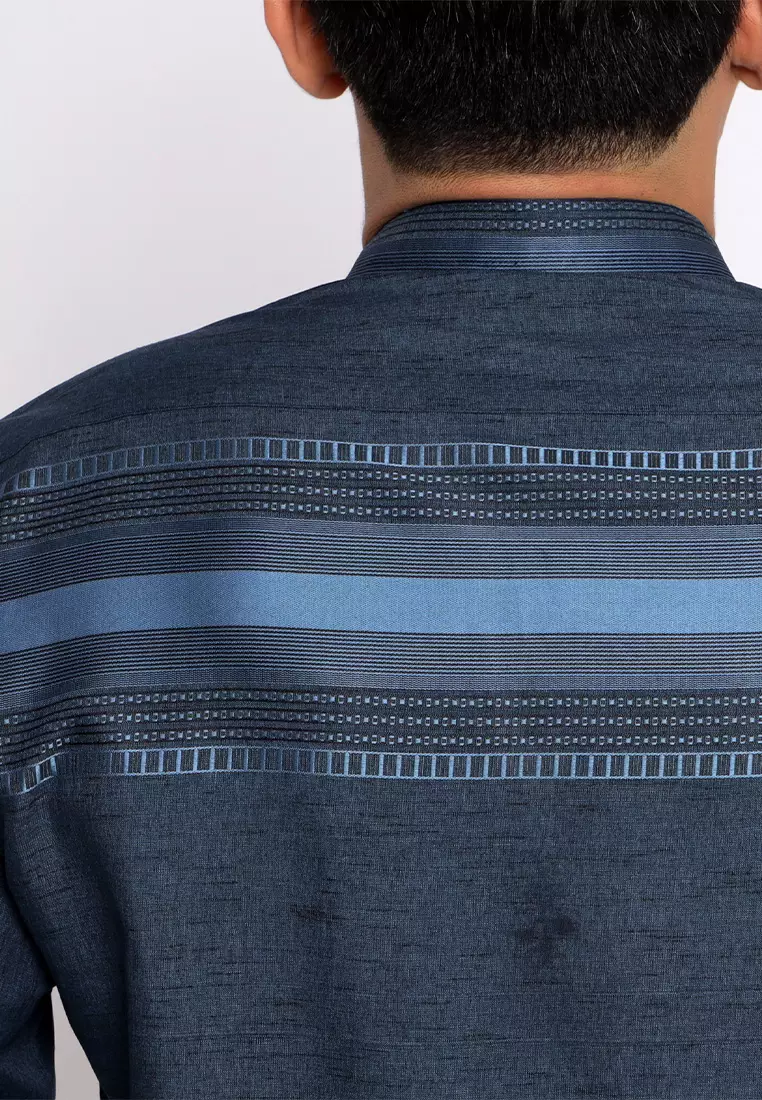 Casella Baju Koko Pria Lengan Panjang | Baju Koko Horizontal Harun 9906 Deep Blue