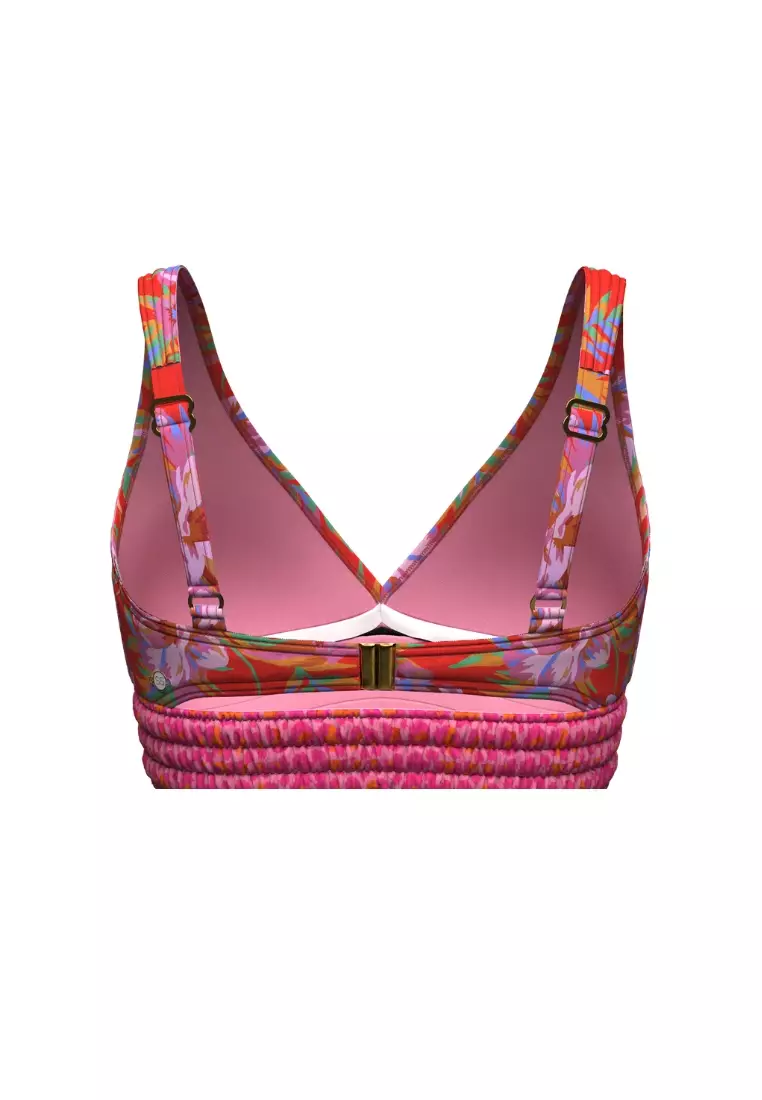 Joyful Florals Red Plus Cup Smocking Bikini Top