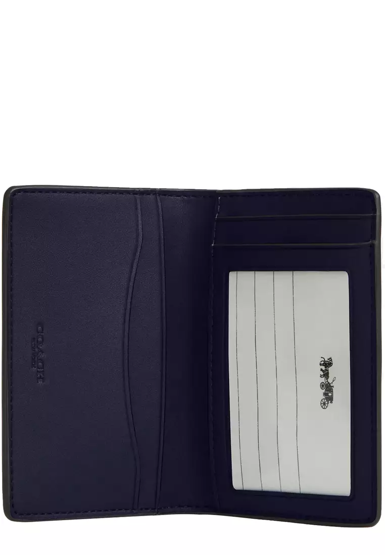 Id Wallet In Signature Canvas - Light Denim/ Midnight CW367