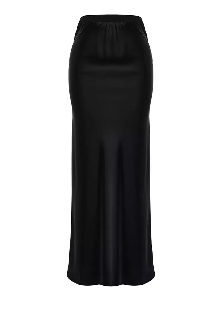 Satin Fish Shape Maxi Skirt