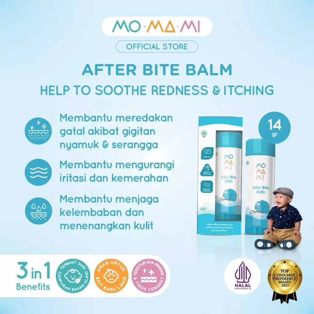 Momami After Bite Balm 14gr - Balsem Pereda Ruam Gatal Gigitan Nyamuk Serangga Anak Bayi