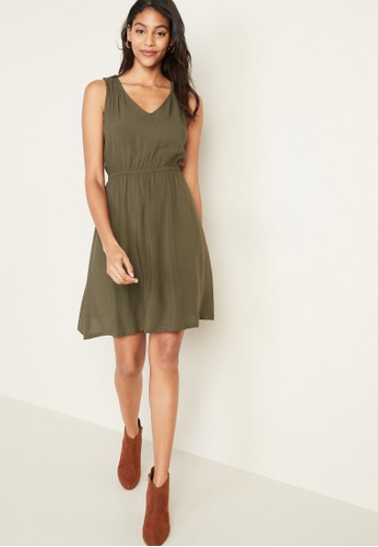 Shop Old Navy Sleeveless Waist Defined V Neck Dress For Women Online On Zalora Philippines