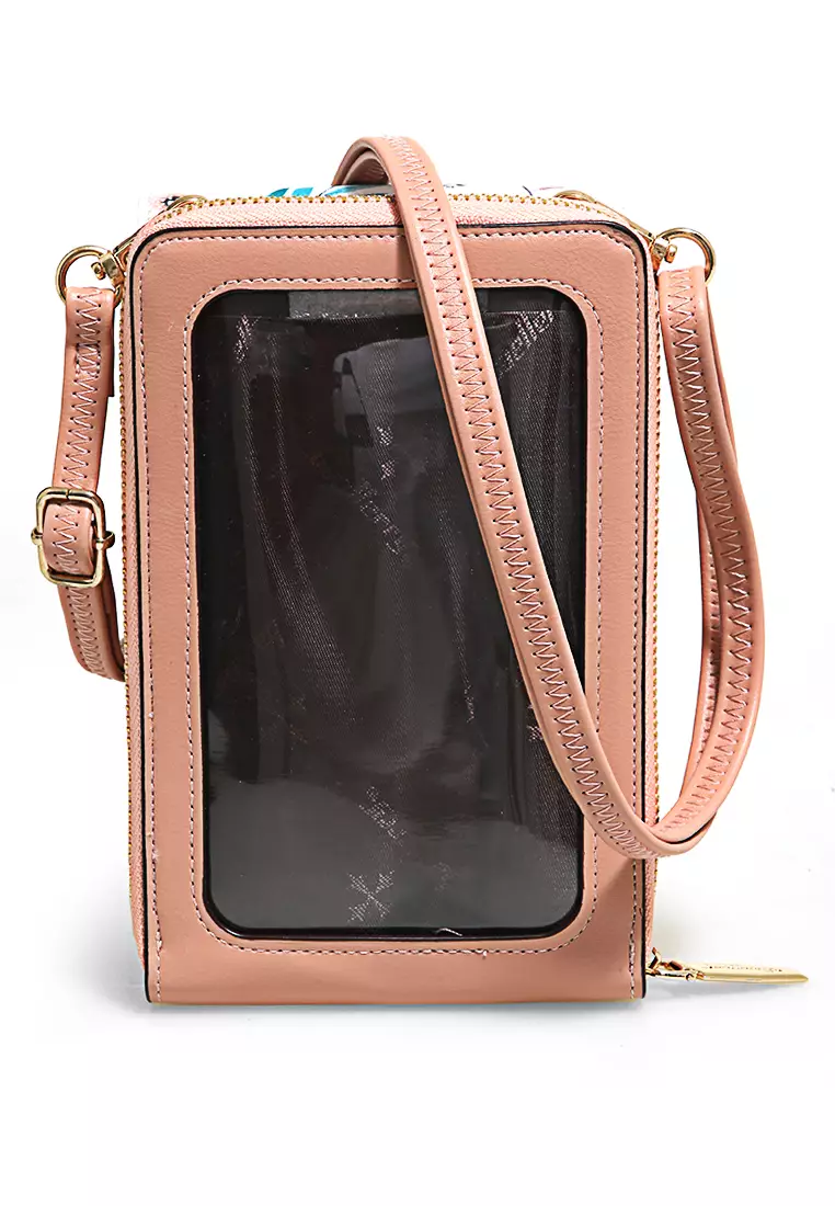 Sling Bag Tas Selempang Wanita Flower Motive Many Pocket Material Leather ORIGINAL