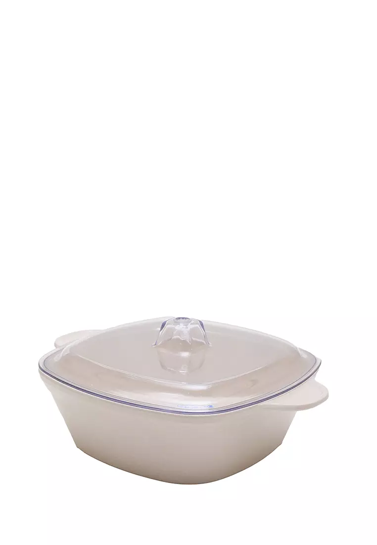 L.Blend 7 inch Low Square Casserole Cover Trans Cream