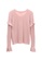 6IXTY8IGHT pink Soft Knit V-Neck Ruffle Sweater ST08044 03BADAAD436C1CGS_5