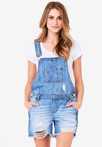 Buy Ripe Maternity Maternity Denim Short Overalls Online Zalora