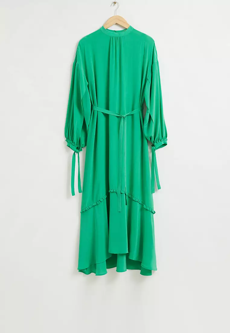 Fluid-Fit Wide Sleeve Silk Dress
