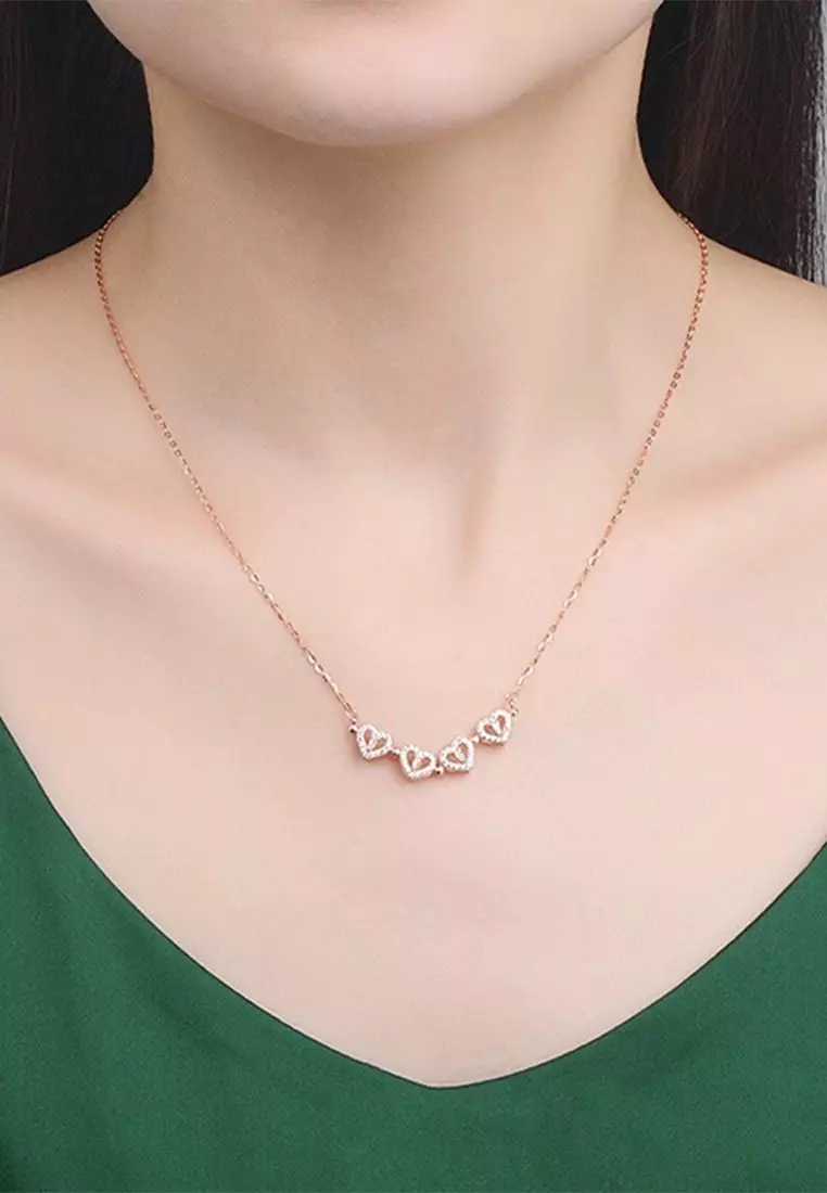 Kalung Wanita Berlian Korea Fashion Dual Wearing Method Kalung Cewek Original Titanium Rose