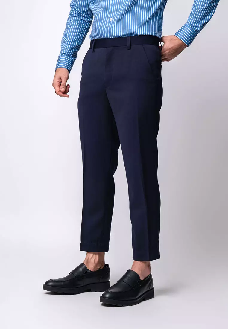 Formal Ankle Pants Straight Fit Navy
