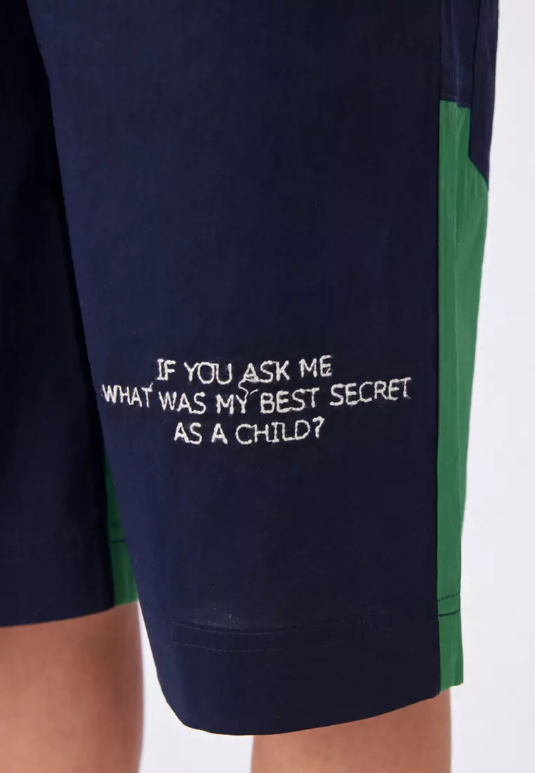 马拉丁男梭织中裤藏青色夏季裤子