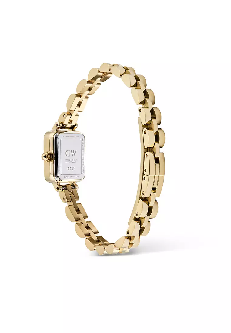 Quadro Mini Arch 3-Link Onyx Sunray Gold Women Watch stainless steel watch DW Official Authentic Original