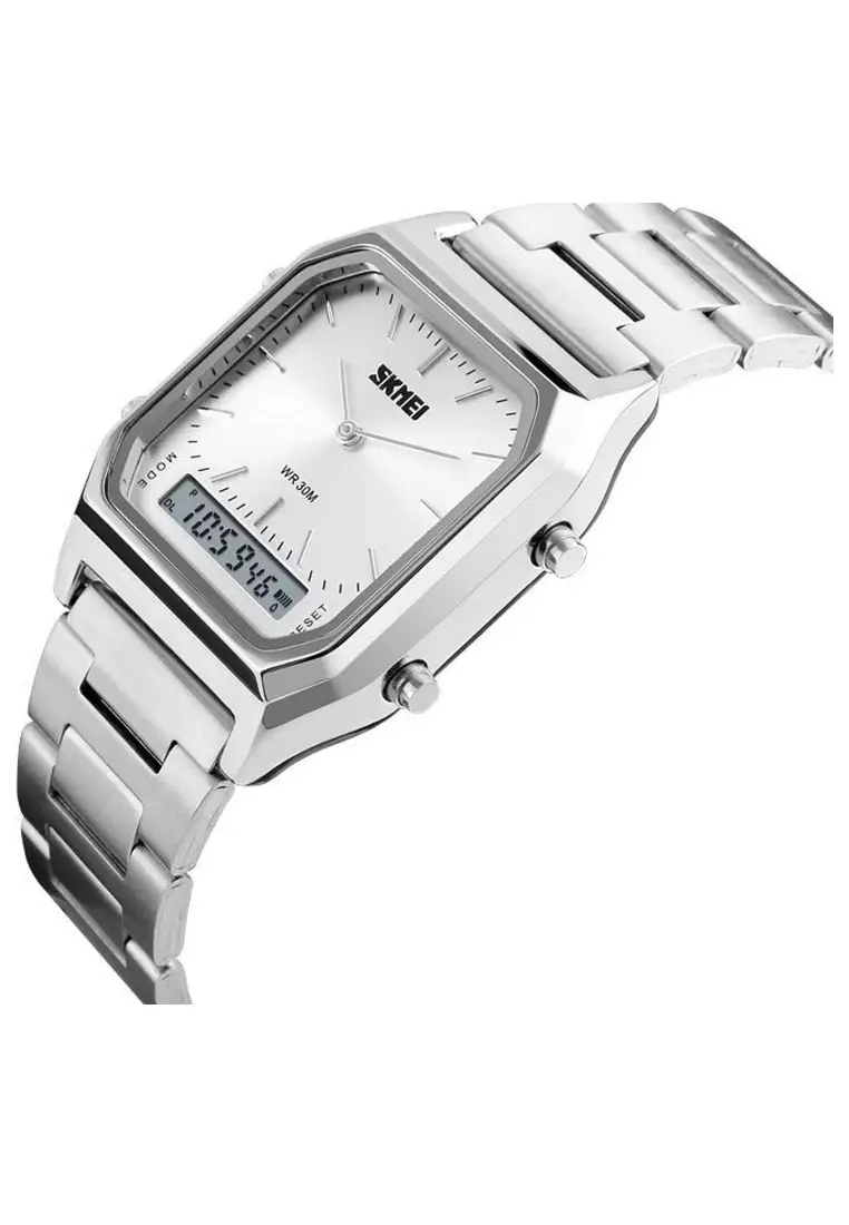 Jam Tangan Digital Analog Pria Waterproof Many Function Strap Tali Material Stainless Steel PQ01 ORIGINAL