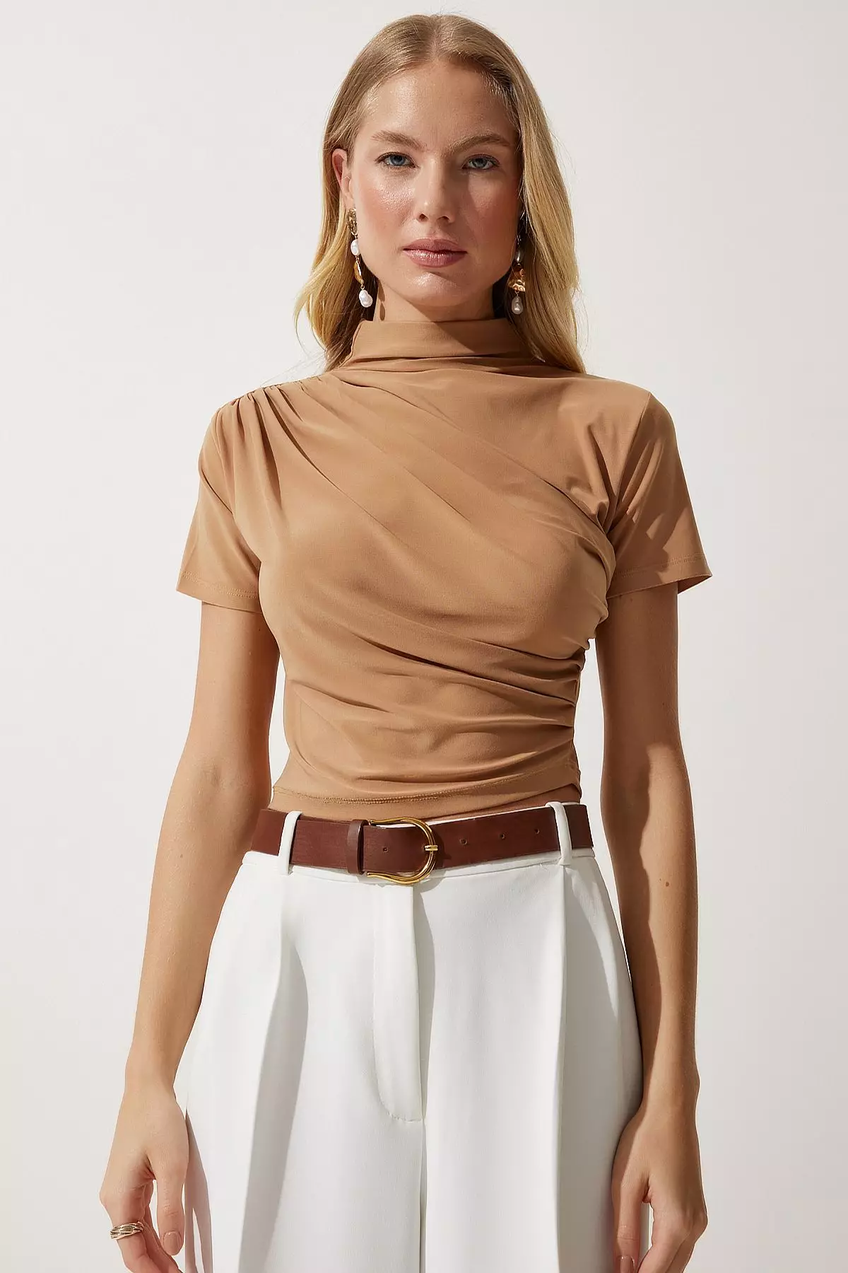 Short Sleeves Ruched Blouse