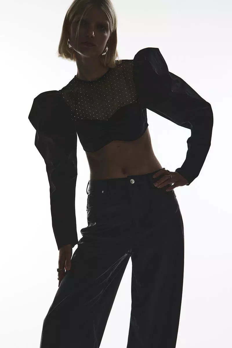 Rhinestone-embellished crop top