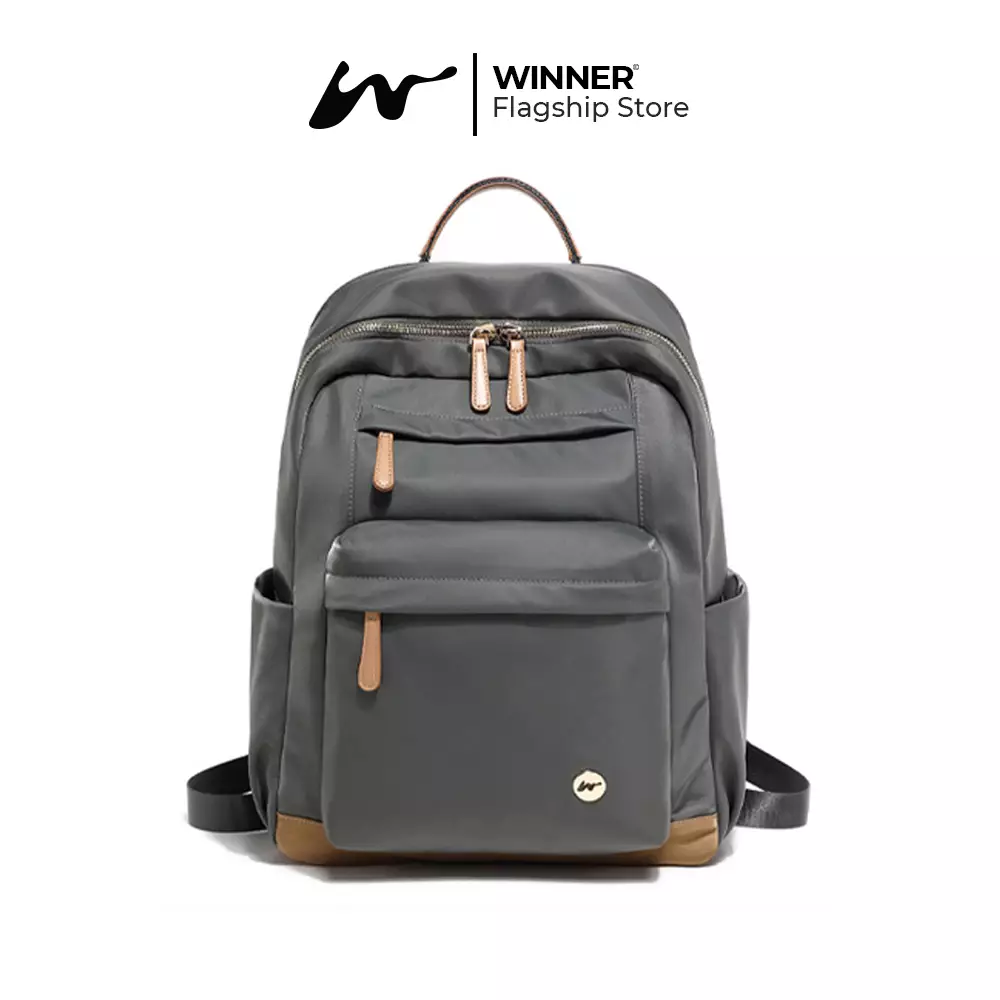 Tas Ransel Laptop 14 inch Oxford Anti-Air Backpack Korean Style (T14-011) - Warna Abu 14 inch