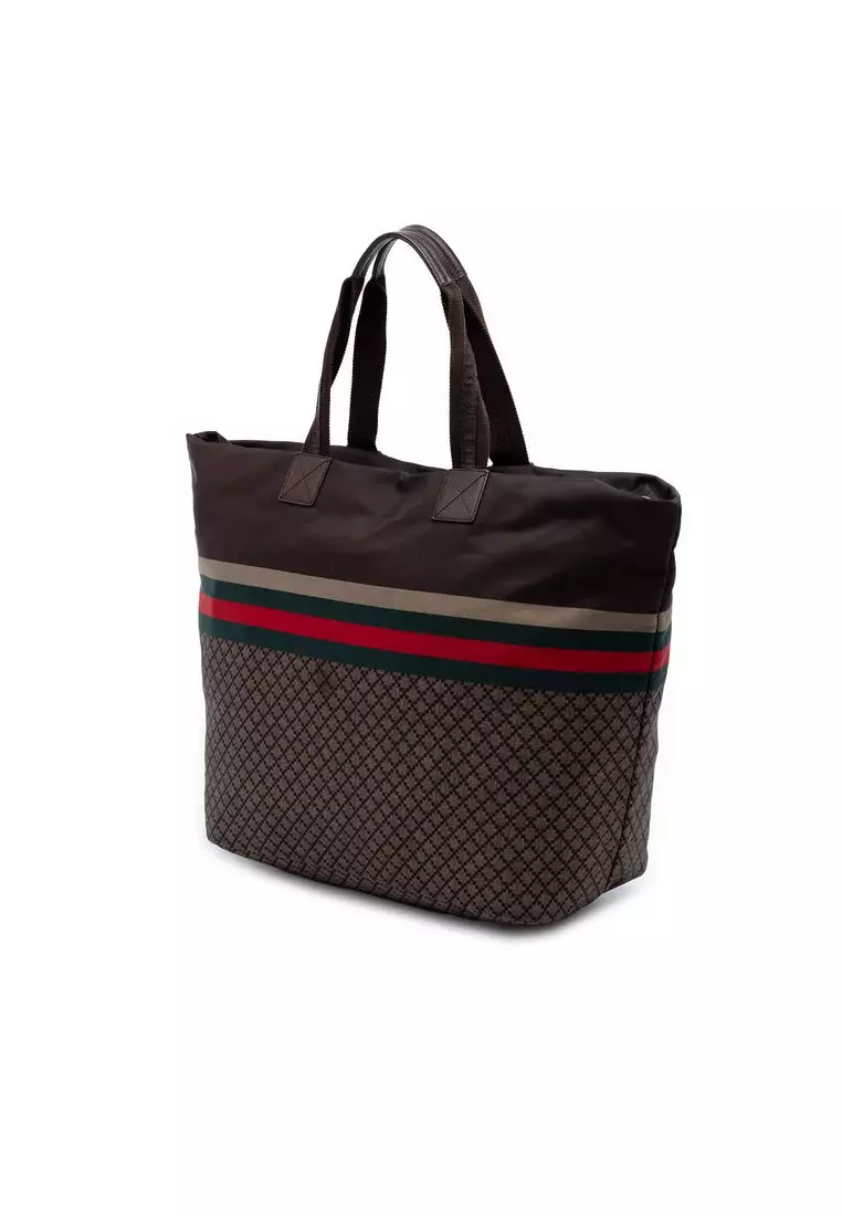 Buy Gucci Pre-Loved Gucci Diamante Nylon Web Tote 2026 Online | ZALORA