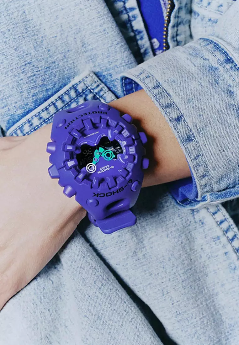 GA-V01-2A Men Analog-Digital Watch with Purple Resin Band
