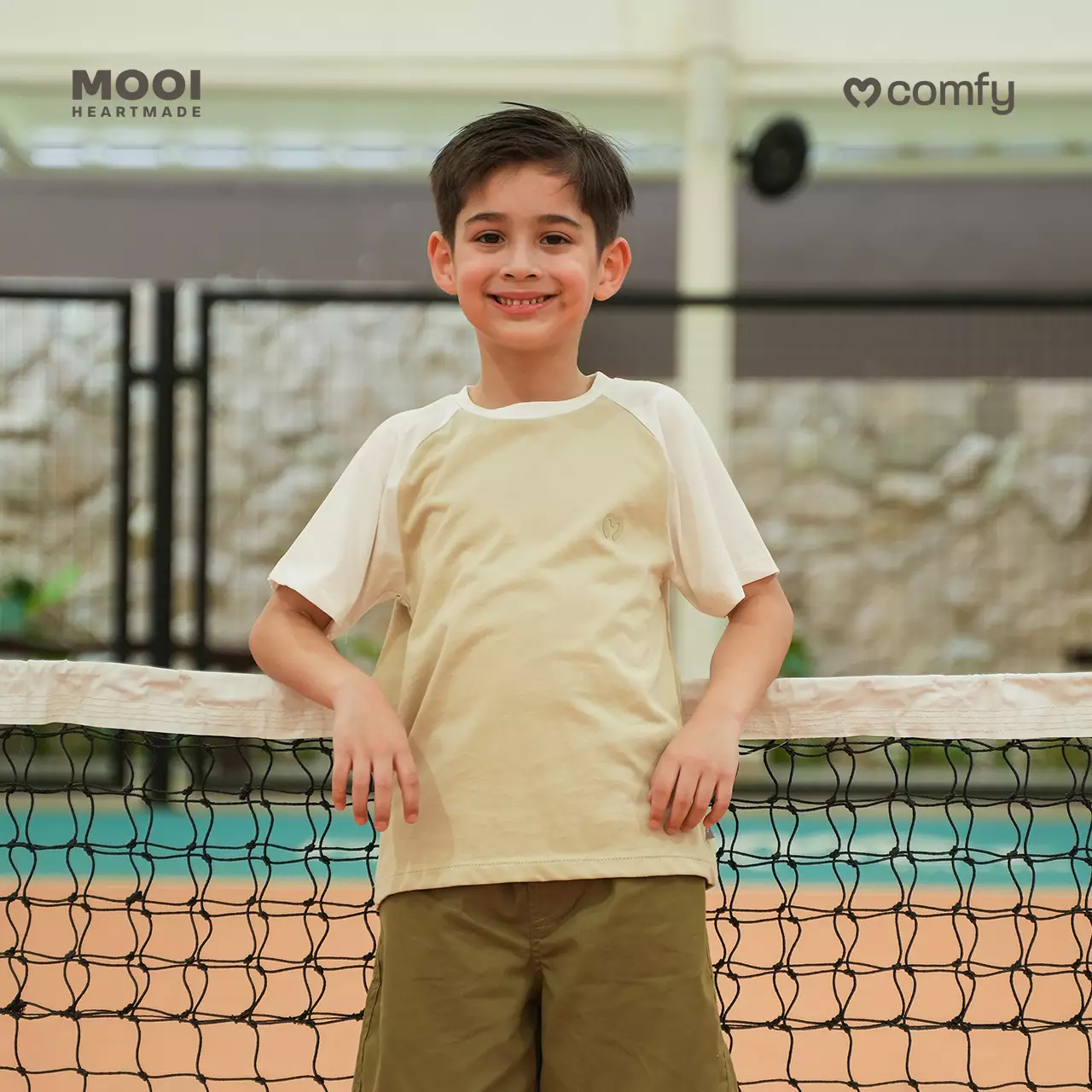Mooi Kaos Anak Laki-Laki Comfy Reglan T-Shirt - Light Grey