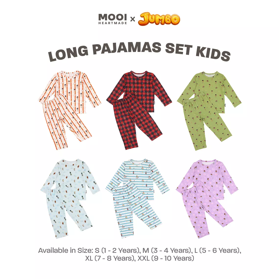 Mooi x Jumbo Setelan Anak Unisex Tencel Long Pajamas Kids - Meri