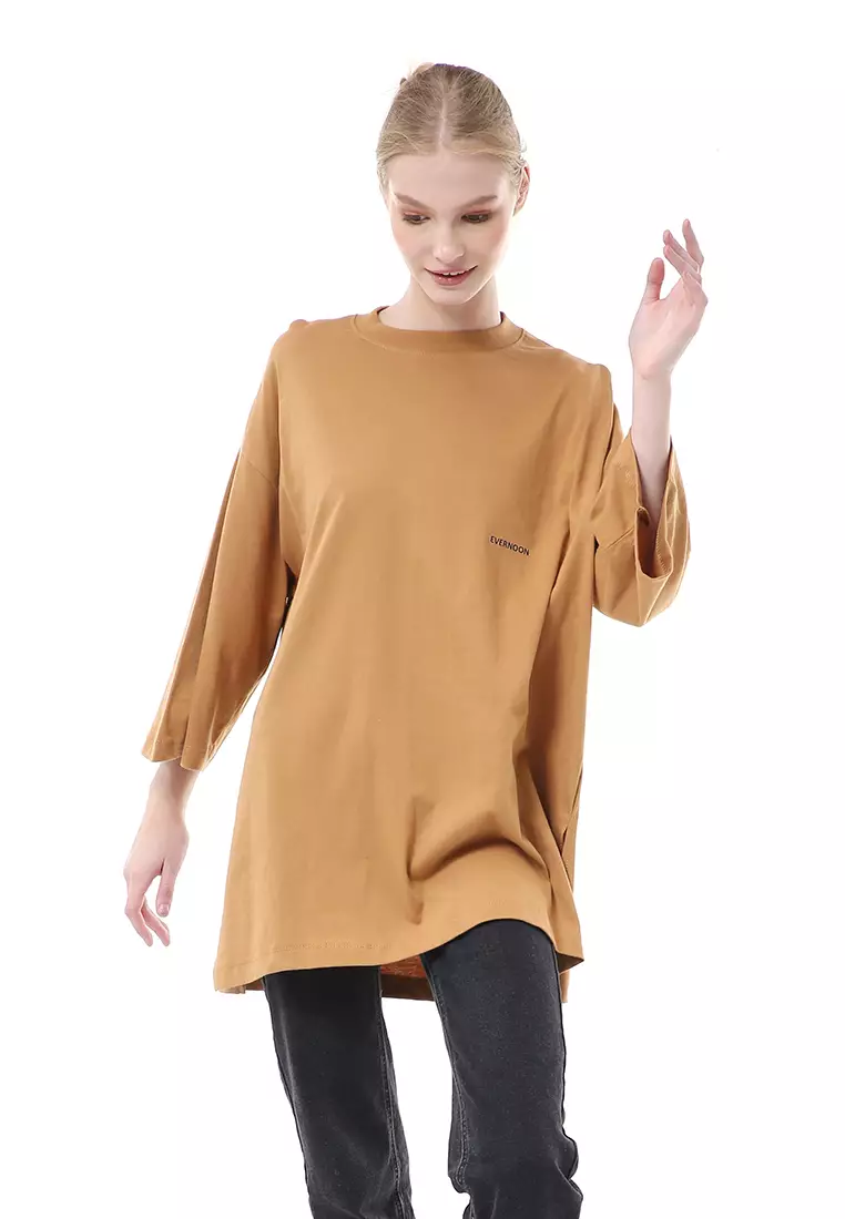 Wina Kaos Atasan Wanita Polos Basic Oversize - Caramel