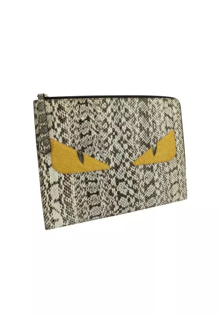 FENDI Pre Loved FENDI Snakeskin Monster Eyes Clutch 2024 Buy