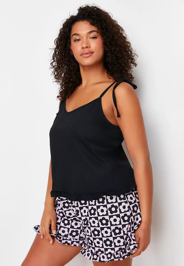 Plus Size Patterned Pajama Set