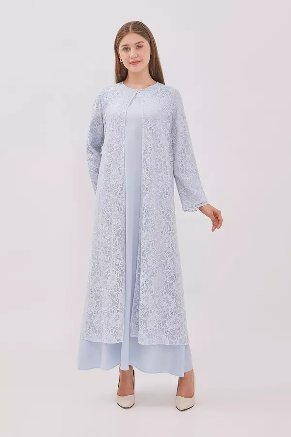 MINIMAL - Abziya - Gamis Lace Kerah Payet - Blue