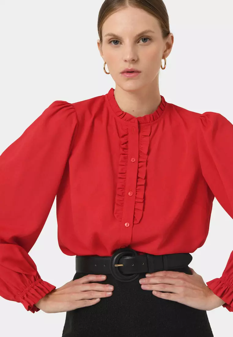 FORCAST Emilie Ruffle Long Sleeve Blouse