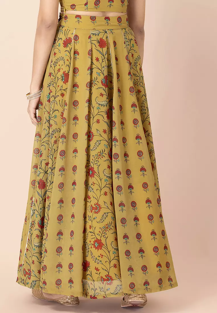 Buy Indya Mustard Floral Panelled Maxi Skirt 2024 Online ZALORA
