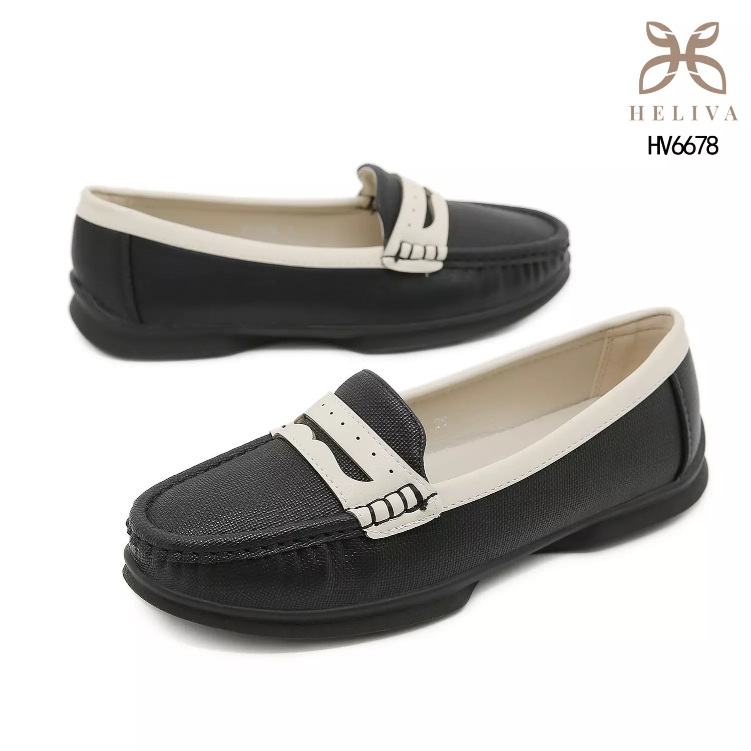 Heliva Esha Elegant Linen-Textured Loafers with 2cm Sole Casual Slip-On Comfort HV6678