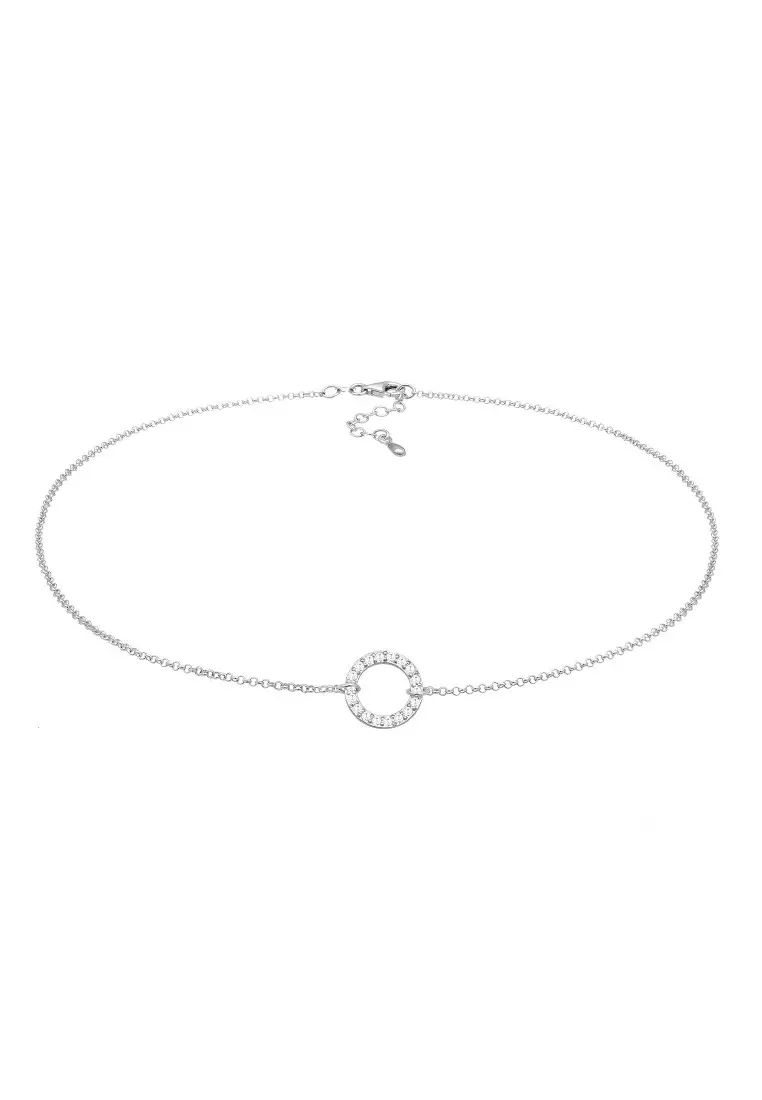 Kalung Perhiasan Perak 925 Wanita Choker Circle Zirconia