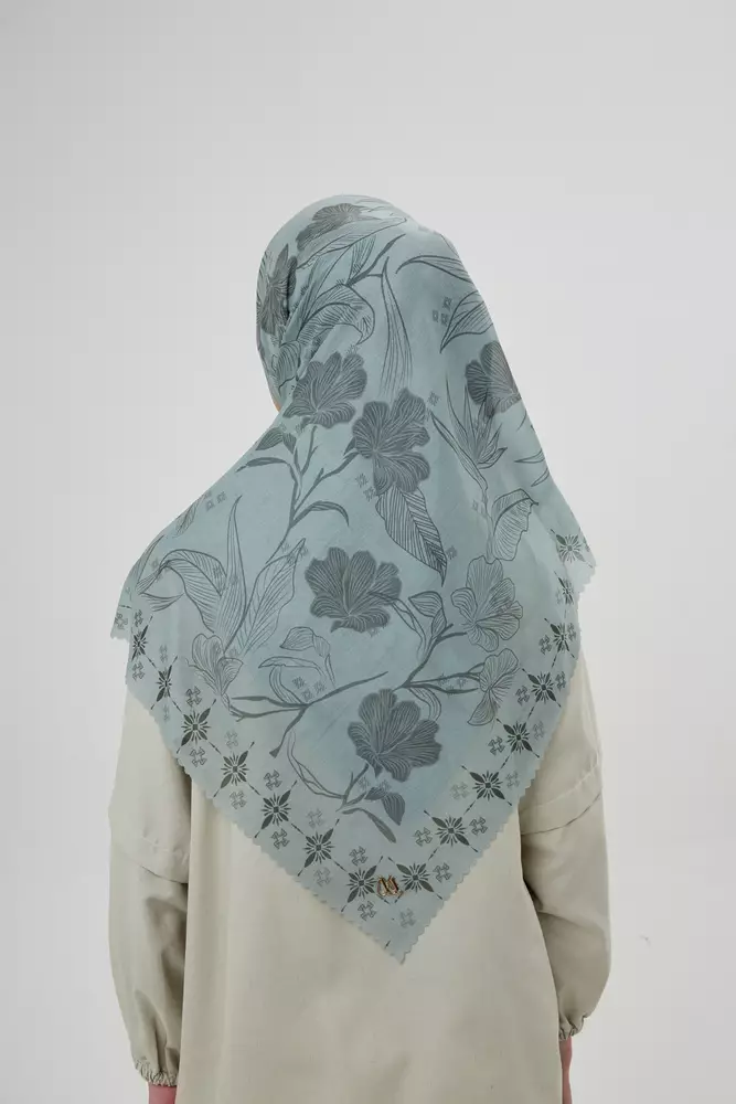MFMW Twilight Scarf - Kerudung Segi Empat Premium Motif Bunga - Olive Dusk