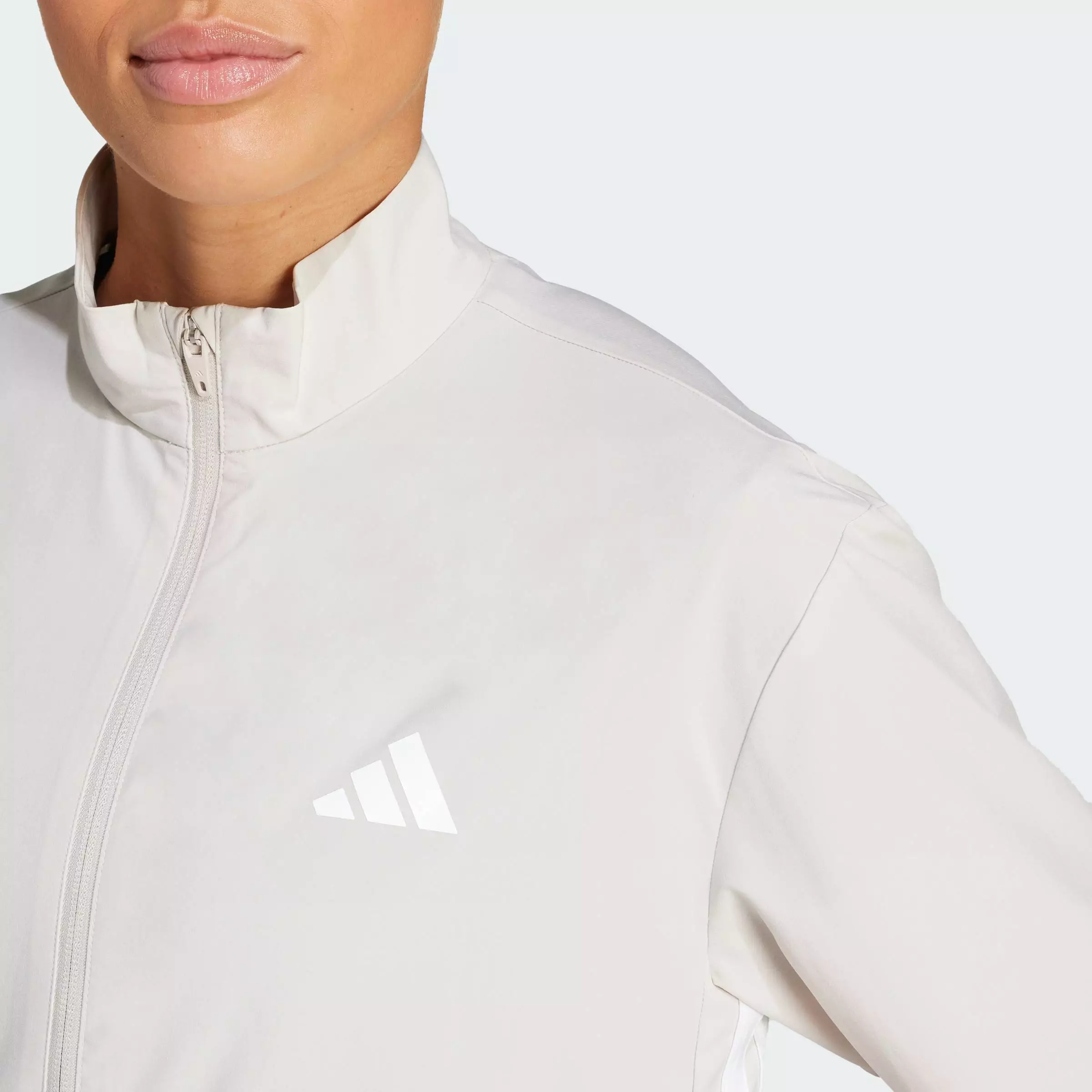 Gym & Training Train Essentials 3-Stripes Woven Warm-Up Jacket Women Beige JE6173