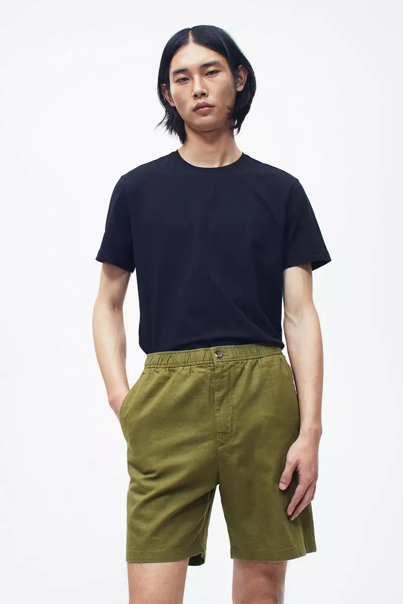 Regular Fit Linen-blend shorts