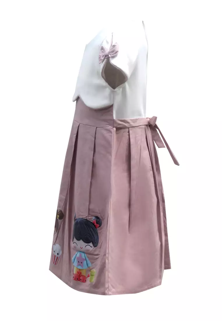 Two Mix Dress Anak Perempuan  - Gaun Anak Bahan Katun usia 1-12 tahun 4212 Brown