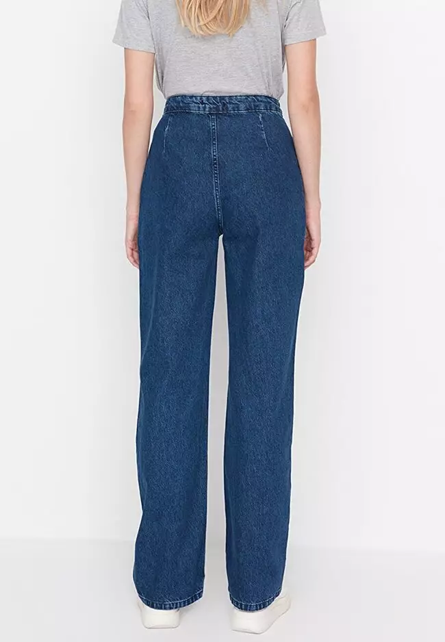 Waist Detail High Waist 90's Wide Leg Jeans