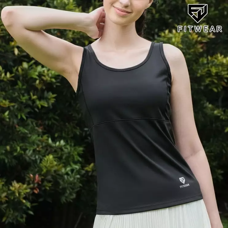 Fitwear Tanktop Olahraga Wanita VIVIAN BACKMESH SLIMFIT - BLACK
