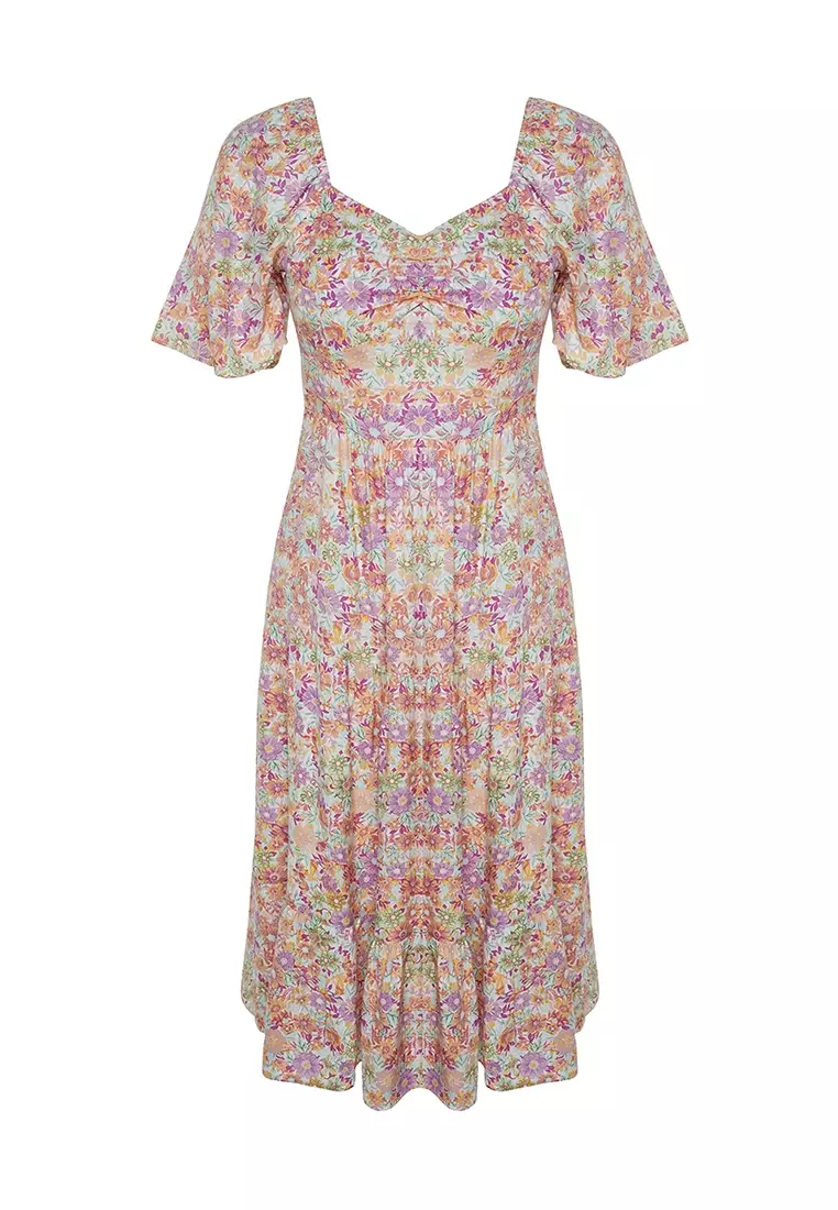 Floral Print Dress with Balloon Sleeves